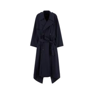 26 SS 발렌시아가 드레이프드 넥 코튼 퓨어 트렌치 코트 839119TSP13