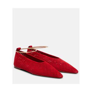 질샌더 펀칭 디테일 스웨이드 발레리나 플랫 P01145053