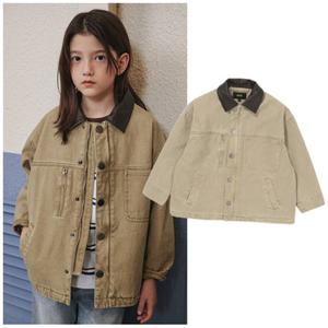 블루테일2 AAA1JK01BG 주니어 공용 베이지 배색 카라 워크 자켓 초등 2026년 봄상품