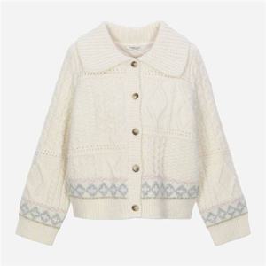 써스데이아일랜드 카라넥 자카드 니트 가디건 T258MCD267W 351762