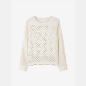 듀엘 크로셰 니트 블록 블라우스 D261MSC007