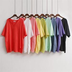 [강물처럼]빅사이즈사랑해요 9976L105 오버핏 린넨 브이반팔 BQ