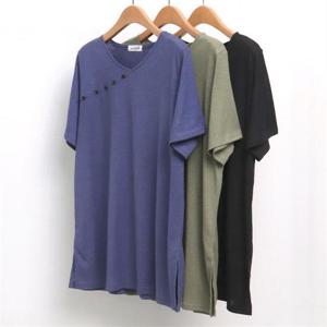 [강물처럼]빅사이즈사랑해요 5858L105 브이 라인 단추 반팔 OL (