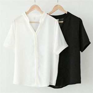 [강물처럼]빅사이즈사랑해요 E314L106 브이라인자수블라우스 NB