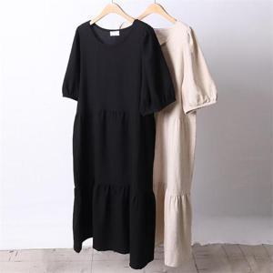 [강물처럼]빅사이즈사랑해요 D568L106 라운드린넨셔링원피스 CH