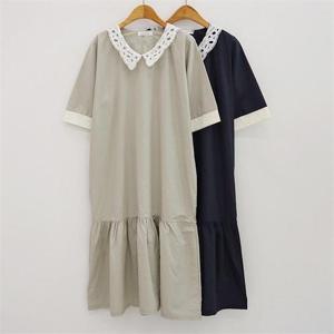 [강물처럼]빅사이즈사랑해요 E300L106 라임펀칭셔링롱원피스 BS