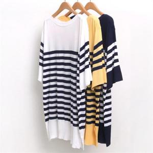 [강물처럼]빅사이즈사랑해요 5580L106 박시 줄지 반팔 니트 RM (