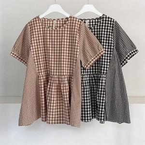 [강물처럼]빅사이즈사랑해요 E297L106 웨하스체크면블라우스 BN