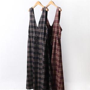 [강물처럼]빅사이즈사랑해요 F596L111 체크코튼스트링원피스 GO