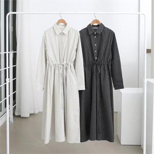 [강물처럼]빅사이즈사랑해요 G487L202 단가라셔츠끈롱원피스 LY