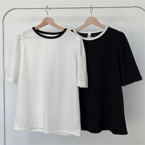 [강물처럼]빅사이즈사랑해요 G426L202 와플숄더퍼프반팔티 GO (8