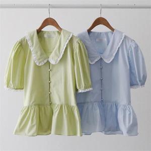 [강물처럼]빅사이즈사랑해요 K004L206 허리셔링프릴블라우스 WB