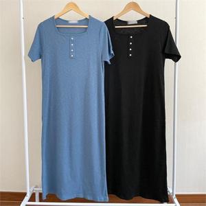 [강물처럼]빅사이즈사랑해요 G987L206 골지스판버튼롱원피스 YP