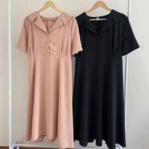 [강물처럼]빅사이즈사랑해요 G986L206 턱주름카라반팔원피스 YP