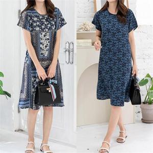 [강물처럼]빅사이즈사랑해요 J086L207 쿨인견패턴반팔원피스 BZ