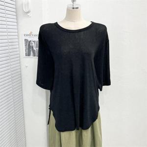 [강물처럼]아이우먼 컬러라운드린넨반팔티 TON109M208 빅사이즈