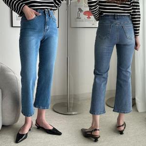 [강물처럼]빅사이즈사랑해요 Q481L401 루즈밴딩일자9부청바지 LO