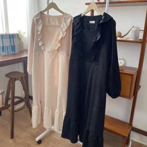 [강물처럼]빅사이즈사랑해요 Q460L401 소이스퀘어프프릴원피스 Y