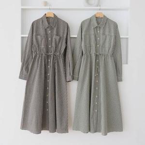 [강물처럼]빅사이즈사랑해요 Q498L401 체크스냅카라면원피스 BN
