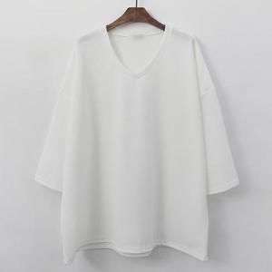 [강물처럼]아이우먼 무지브이넥7부티셔츠 NOG458M401 빅사이즈 (