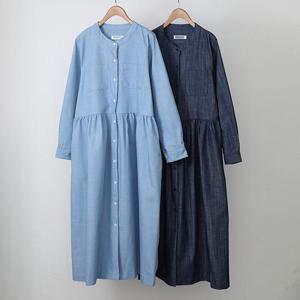 [강물처럼]빅사이즈사랑해요 Q581L402 노카라코튼청셔링원피스 W