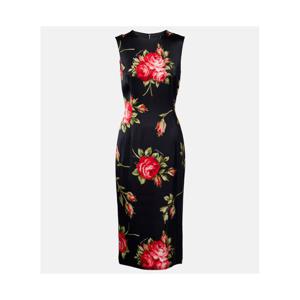 돌체앤가바나 플로럴 새틴 미디 드레스 P01122852