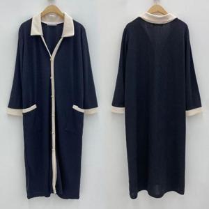 [강물처럼]빅사이즈사랑해요 O542L402 이지배색골지로브원피스 B