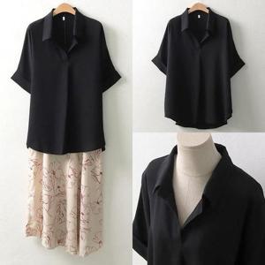 [강물처럼]위쉬몰 WW 롤업가오리블라우스(5181H403) 빅사이즈 (1