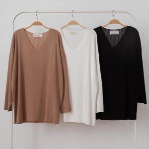 [강물처럼]빅사이즈사랑해요 E002L403 미니데끼브이넥롱니트 LD