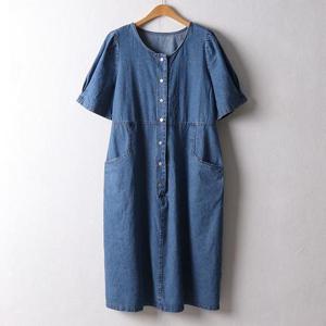 [강물처럼]아이우먼 라운드넥데님원피스 CHF068M403 빅사이즈 (1