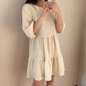 [강물처럼]아이우먼 퍼프캉캉끈리본원피스 CRO101M404 빅사이즈