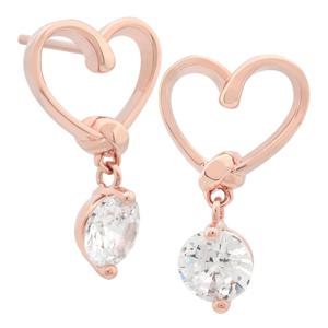 [미니아트] 14K GF 베리 하트 로즈 골드 필드 핀 금 침 귀걸이