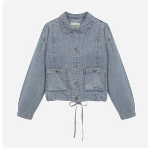 [써스데이아일랜드](T256MJK137W)밑단 스트링 데님 자켓