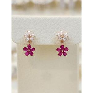 볼라레 세이브존03 미니진주꽃(루비에멜)드롭귀걸이 SSS1281