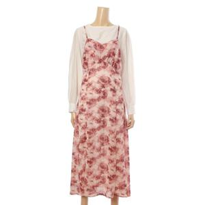 [페이지플린]나염 프린트 쉬폰 롱 뷔스티에 원피스 (F4AOP015)