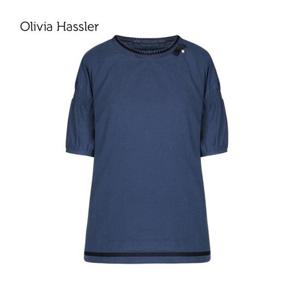 [올리비아하슬러]셔링소매단 리본 포인트 티셔츠 OHCMTS304