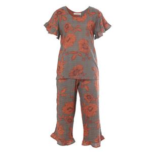 [바바라(언더웨어)]오렌지 플라워 지지미 홈웨어세트(AWP4571R)