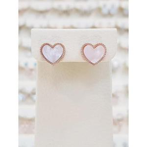 볼라레 세이브존01 하트 자개 핑크 앤 화이트 귀걸이 spe960