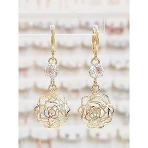 볼라레 세이브존01 씨스루 장미 큐빅 자동 원터치 귀걸이 gpe1122