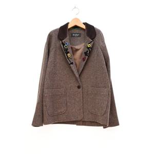 [비꼴리끄(여성)]벨벳카라 울 체크 오버핏 자켓 B224WJ2220