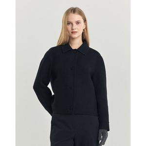 헤지스 여성 24FW 클리어런스캐시미어 네이비 핸드메이드 숏 코트 HSCO4D903N2