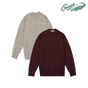[크로커다일] 아가일 조직 모크넥 라운드 니트 CDAAAKR3315