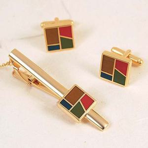 (카라빈카)문양넥타이핀 커프스set- 조각보