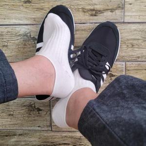 남성용 골지 발목 덧신 양말 화이트