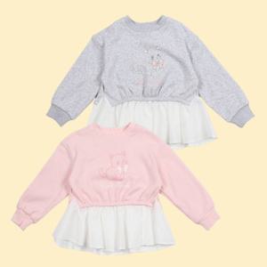 [로엠걸즈(아동)]고양이우븐프릴맨투맨티셔츠RGMA24T4C