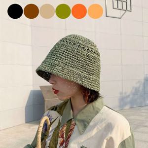 밀짚벙거지 라피아햇 버킷햇 여성 선캡 벙거지 썬캡