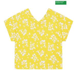 베네통 Colorful flower t-shirt 3S_3QOHD400P