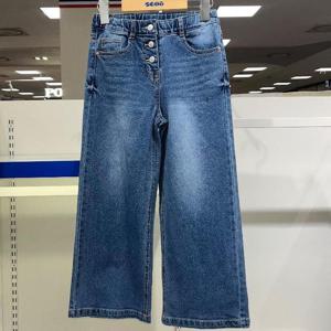 에스핏 HC21 버튼 블루 와이드 데님 바지 SJZ101FJPT46