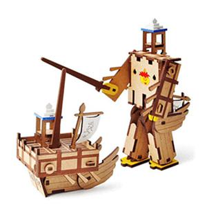 DIY 나무 모형 조립 키트 변신 로봇 아기 판옥선 YM-173