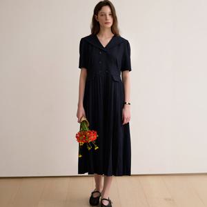 Sailor lace pleated dress - Navy [BE25HSOP003]